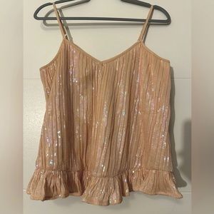Anthropologie Sequin Top with Ruffle Hem NWT